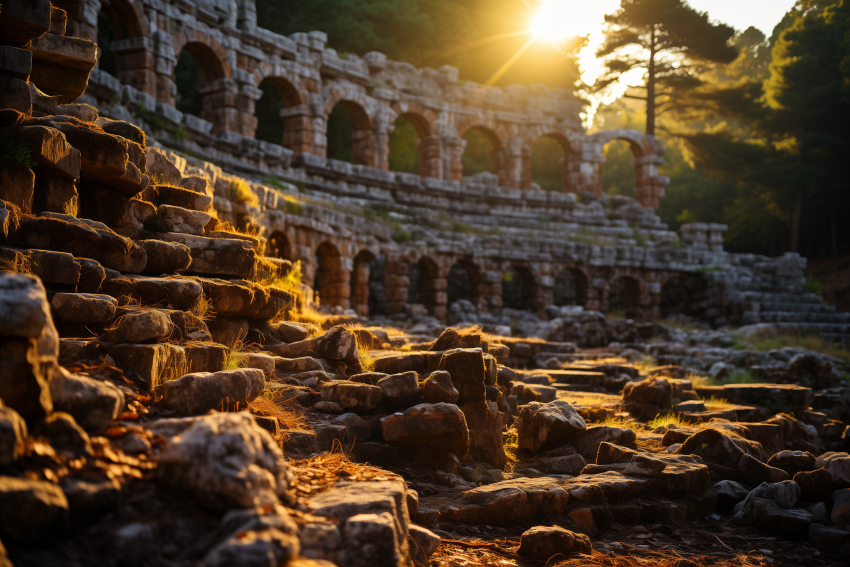 Ancient Stone Ruins at Sunset