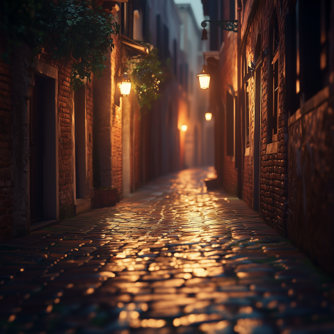 Ancient Venetian Alleyway at Dawn