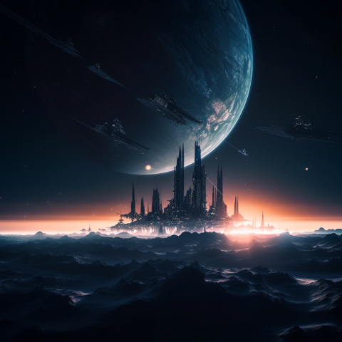 Space Station Near a Distant Planet