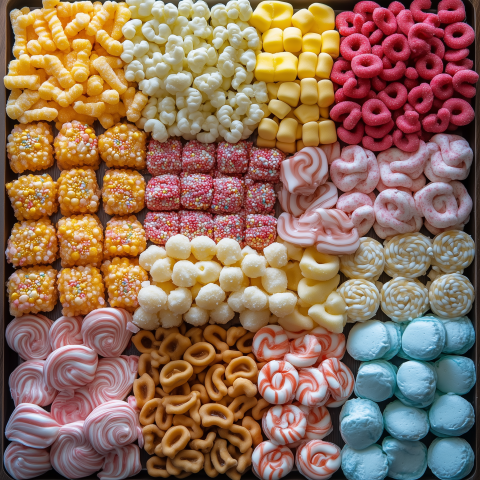 Assorted Colorful Sweets and Candies in Box