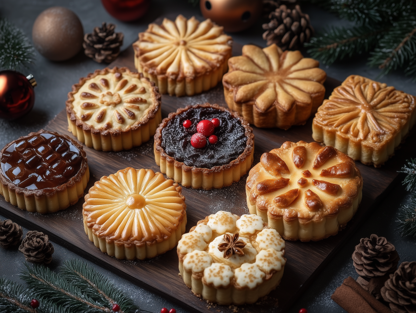 Assorted Festive Tarts and Pastries Display