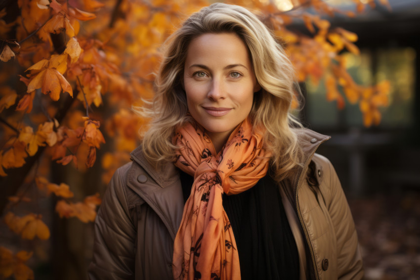 Attractive woman wearing a scarf