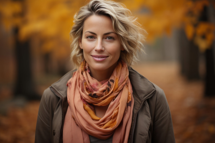 Attractive woman wearing a scarf