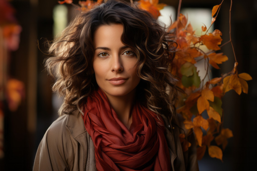 Attractive woman wearing a scarf