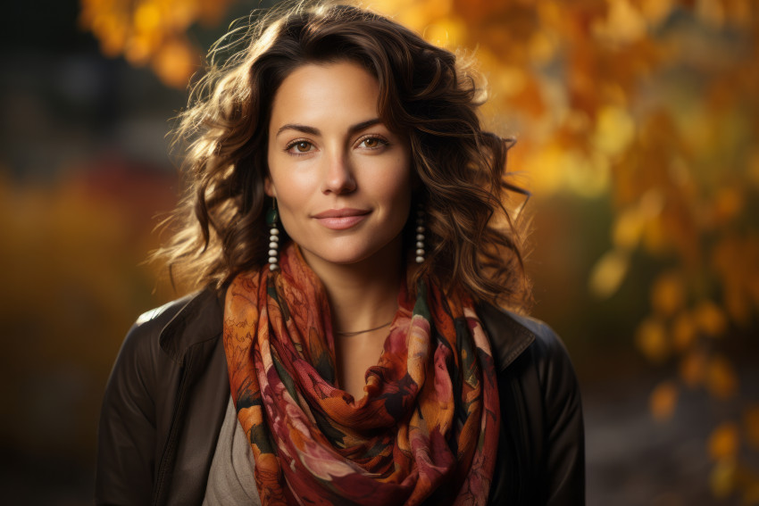 Attractive woman wearing a scarf