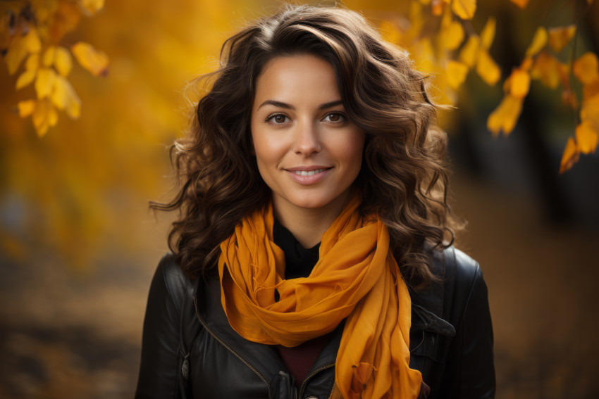 Attractive woman wearing a scarf