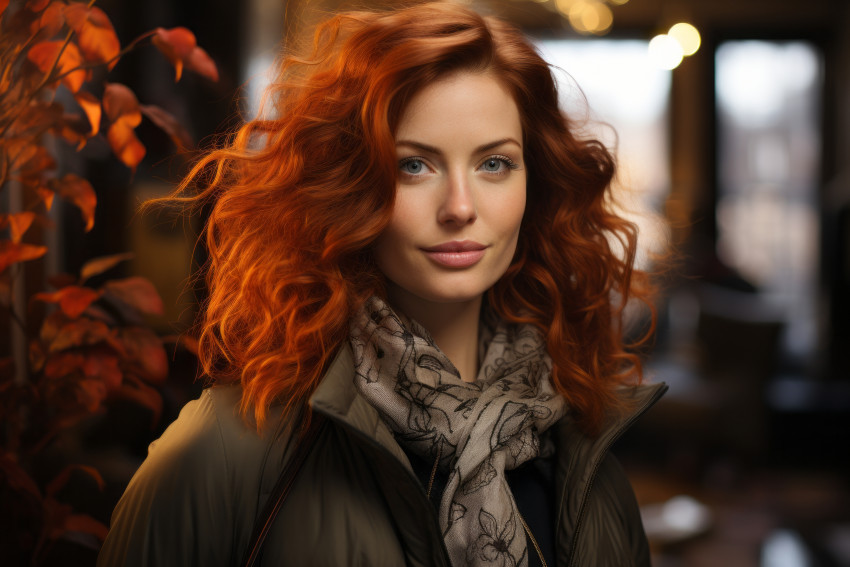 Attractive woman wearing a scarf