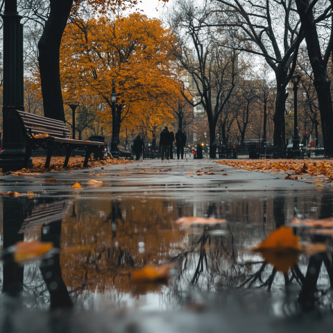 Autumn Park Path After Rainfall