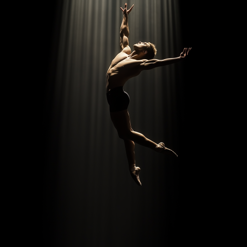 Ballet Dancer Leaping in Dramatic Light