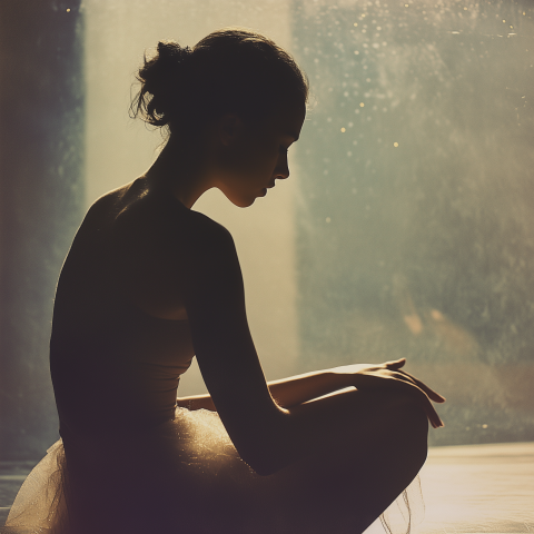 Ballet Dancer Resting in Soft Light