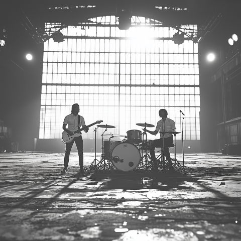 Band Performing in Industrial Warehouse Setting