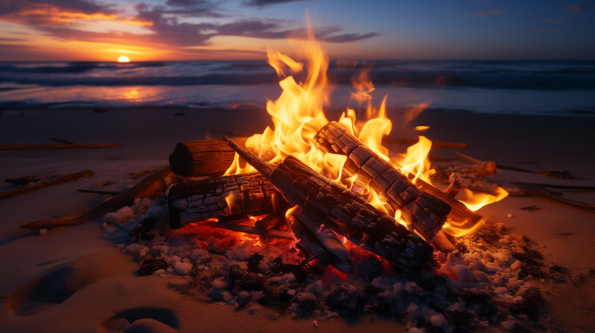 Enchanting Beach Bonfire at Sunset