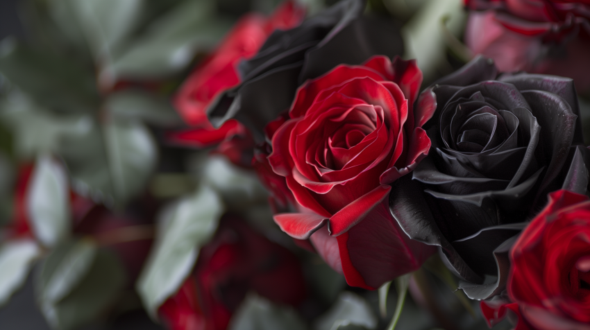 Beauty of Red and Black Roses