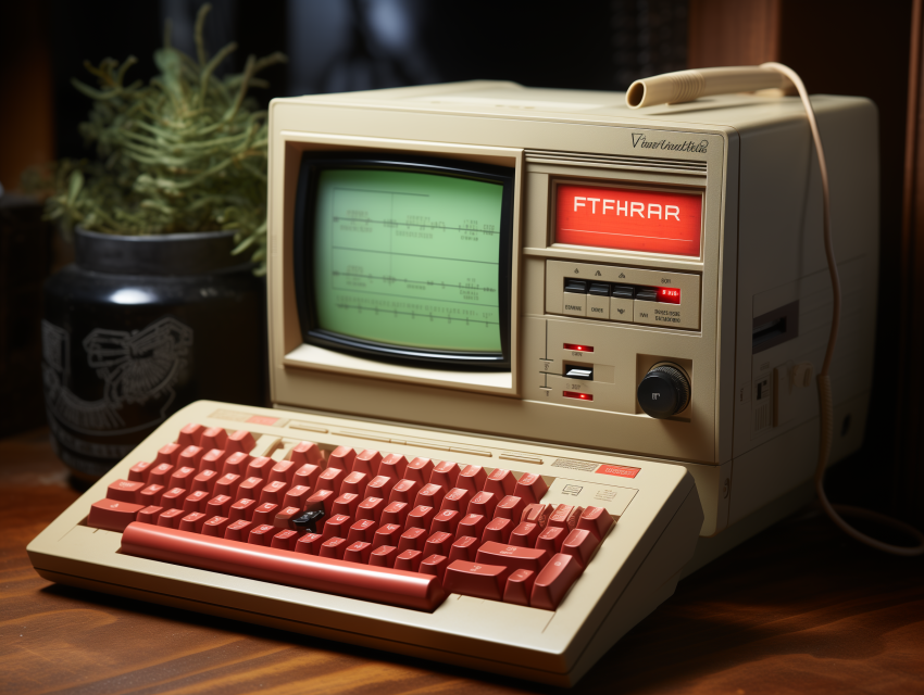 Retro Computer with Green Screen Display