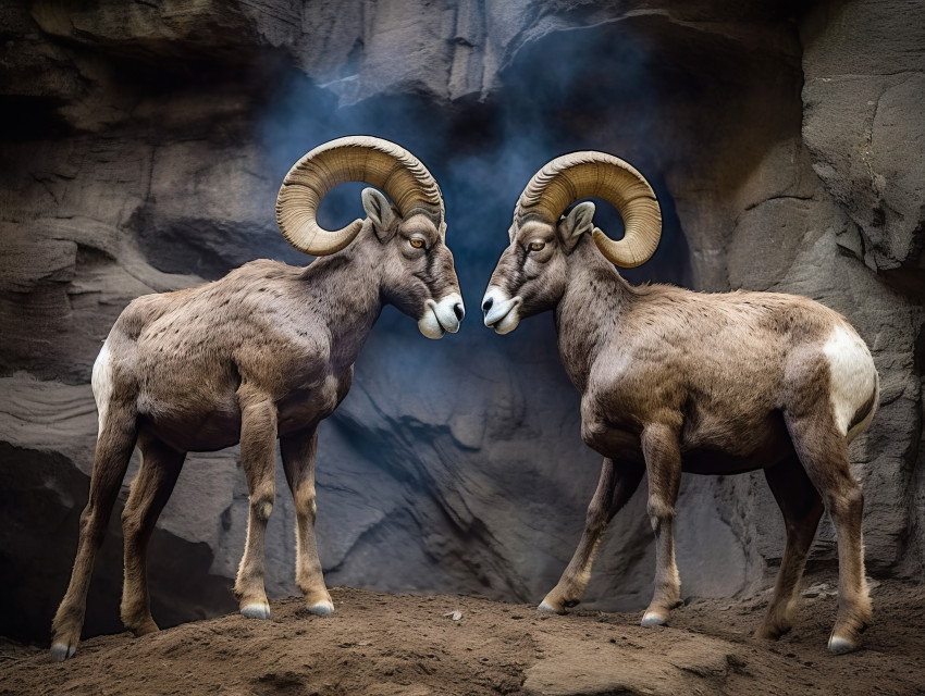 Bighorn Sheep preparing for battle