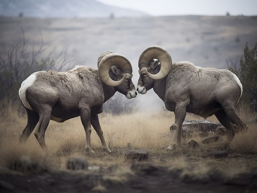 Bighorn Sheep preparing for battle