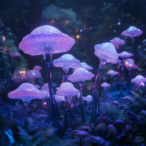 Bioluminescent Mushrooms in Enchanted Forest