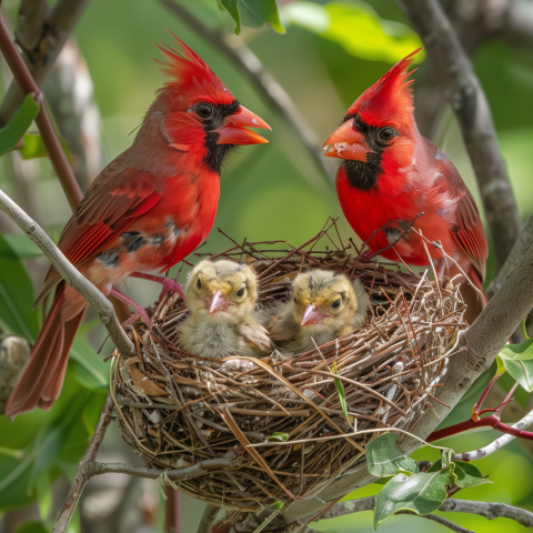 Bird Families Building Their Homes