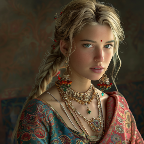 Blonde Beauty in Traditional Indian Attire