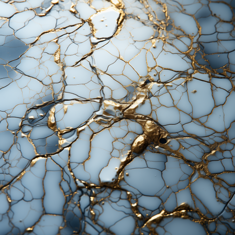 Milky White and Gold Abstract Cracks