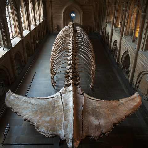 Blue Whale Skeleton Displayed in Museum