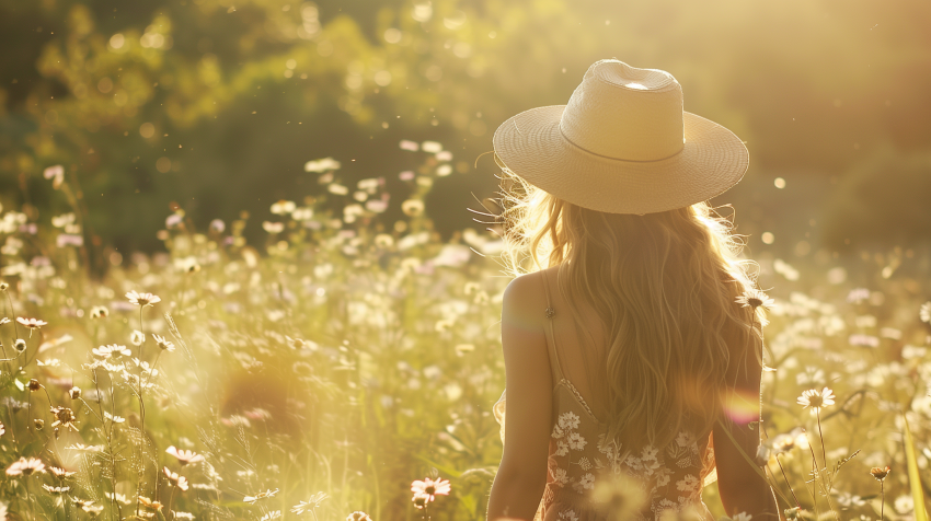 Girl in field with Bohemian Summer Look