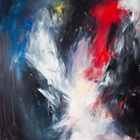 Bold Abstract Painting with Dynamic Brushstrokes