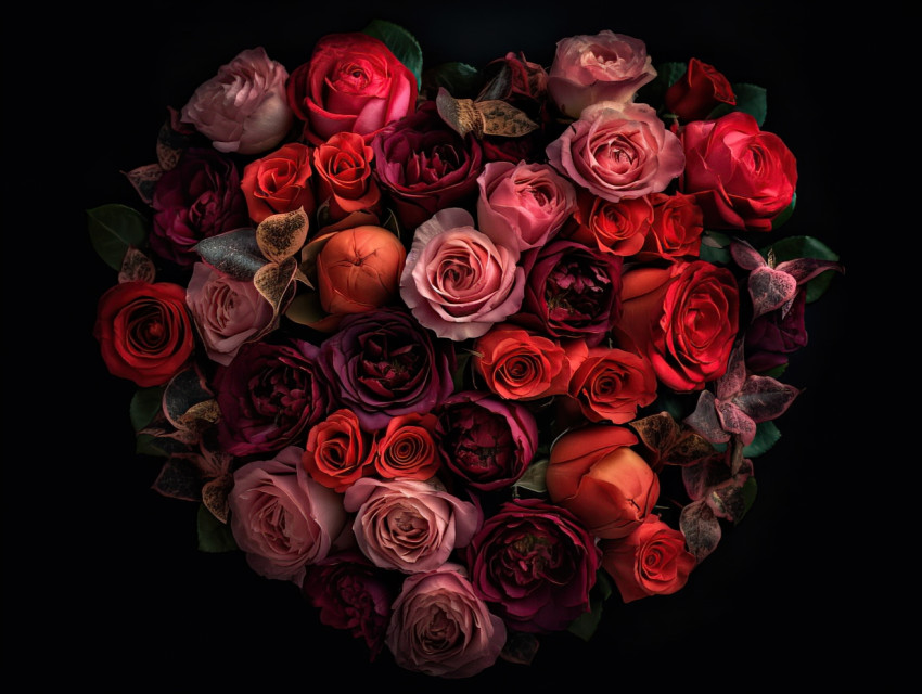 Heart-Shaped Bouquet of Roses