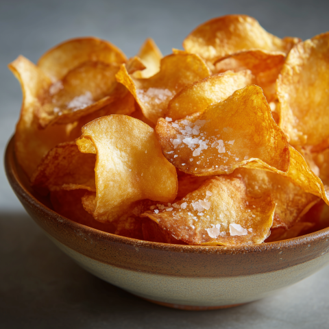 Bowl of Golden Salted Potato Chips