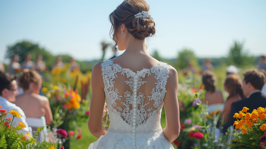 Bride Walking Down the Aisle Outdoors