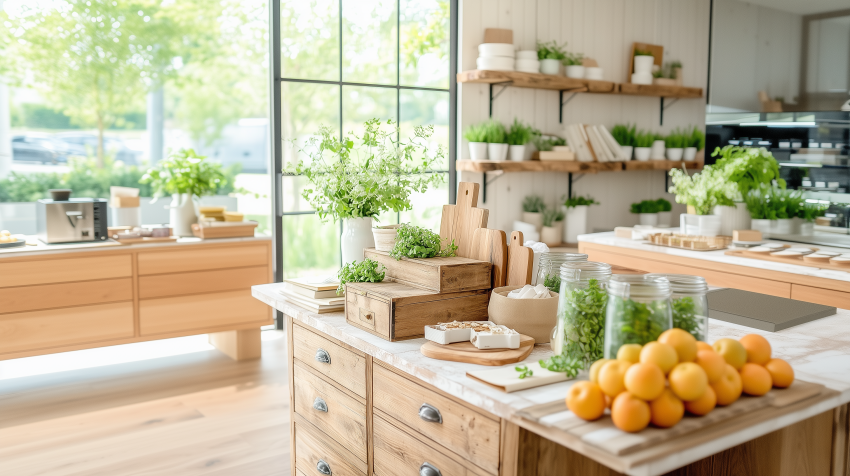Bright Modern Kitchen with Fresh Herbs and Citrus