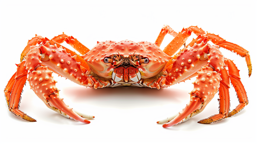 Bright Orange King Crab on White Background