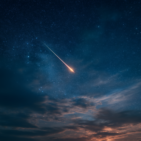 Bright Shooting Star Over Night Sky