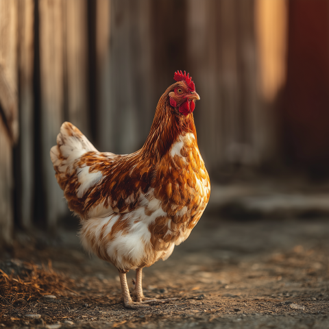 Brown and White Hen Portrait