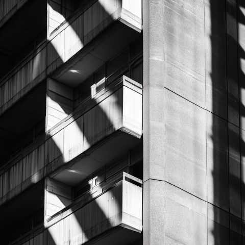 Brutalist Architecture with Diagonal Shadows