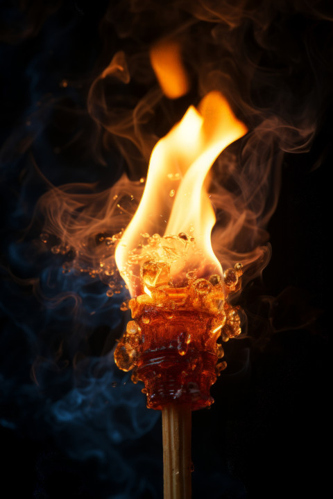 Burning match stick up close