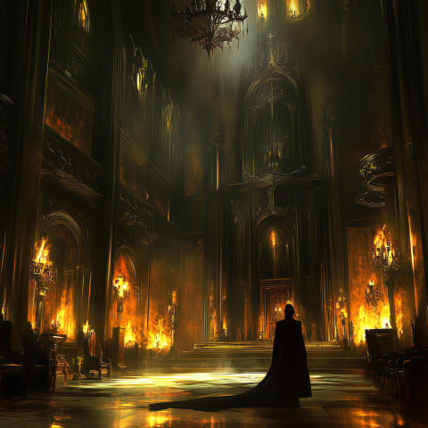 Burning Throne Hall with Lone Ruler