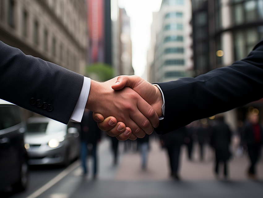 Business Handshake in City Street