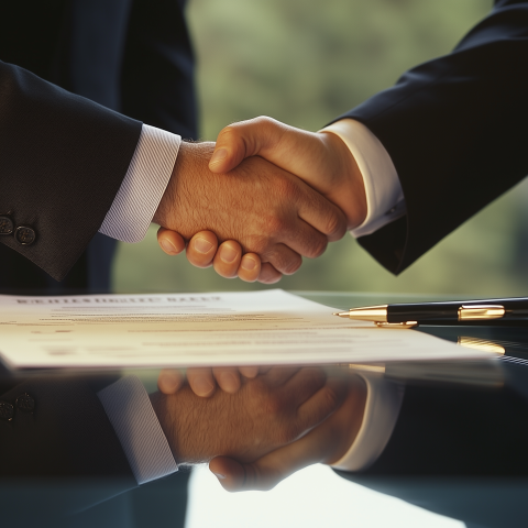 Business Handshake Over Legal Contract