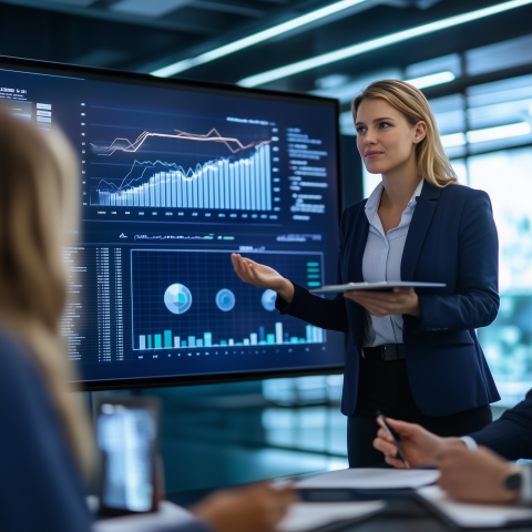 Businesswoman Presenting Financial Analytics