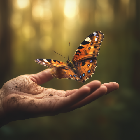Butterfly Landing on Outstretched Hand
