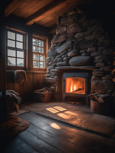 Cabin Fireplace
