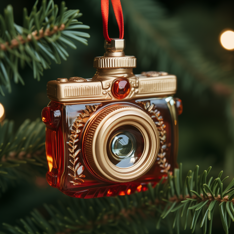 Glass Camera Christmas Ornament