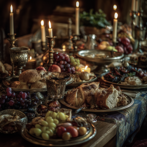 Candlelit Medieval-Style Feast Table