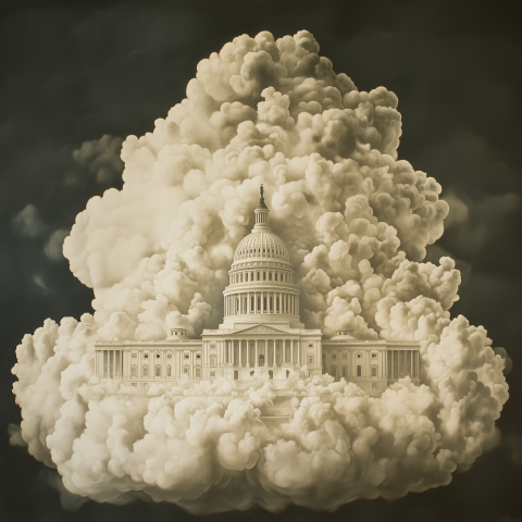 Capitol Building Emerges from Dense Clouds