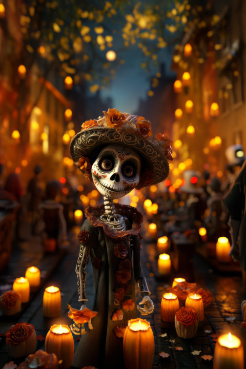Cartoon Dia de los Muertos Skeleton