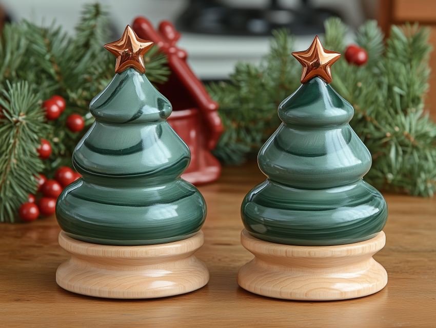 Ceramic Christmas Tree Decorations with Stars