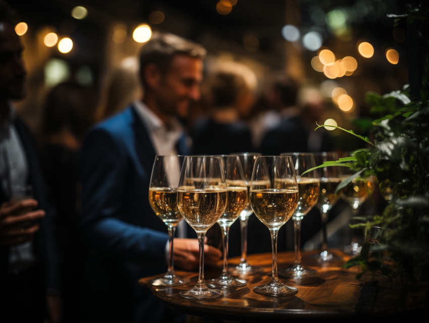 Champagne Glasses at Elegant Event