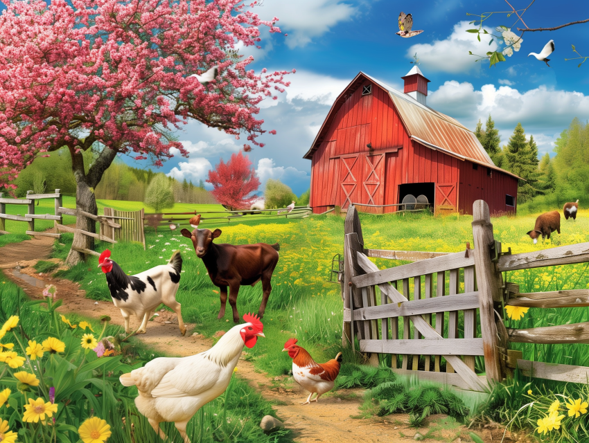 Charming Country Farmyard Scene