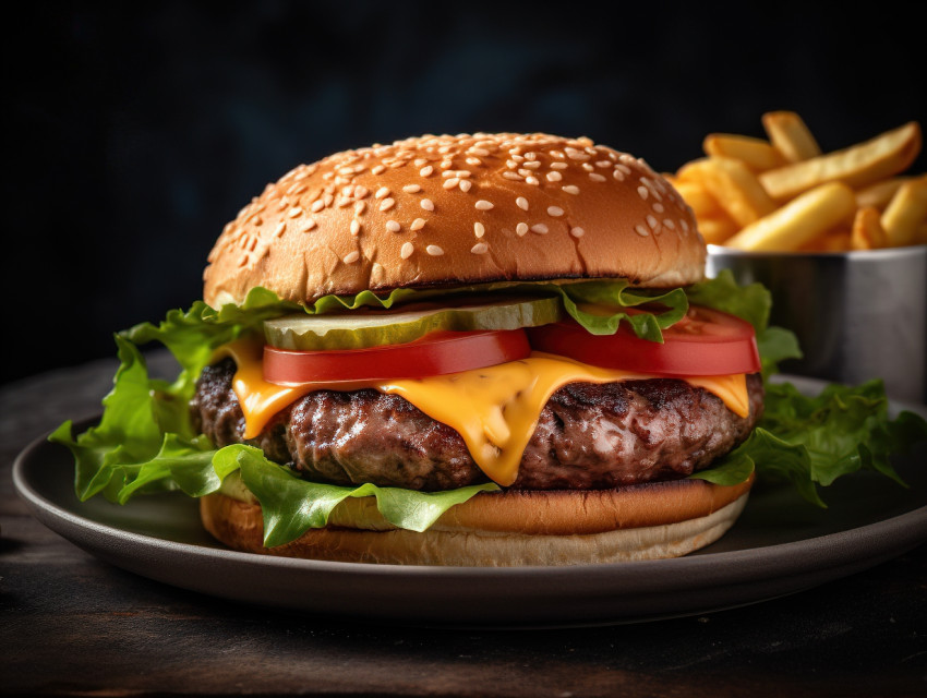 Cheeseburger With Lettuce And Tomato